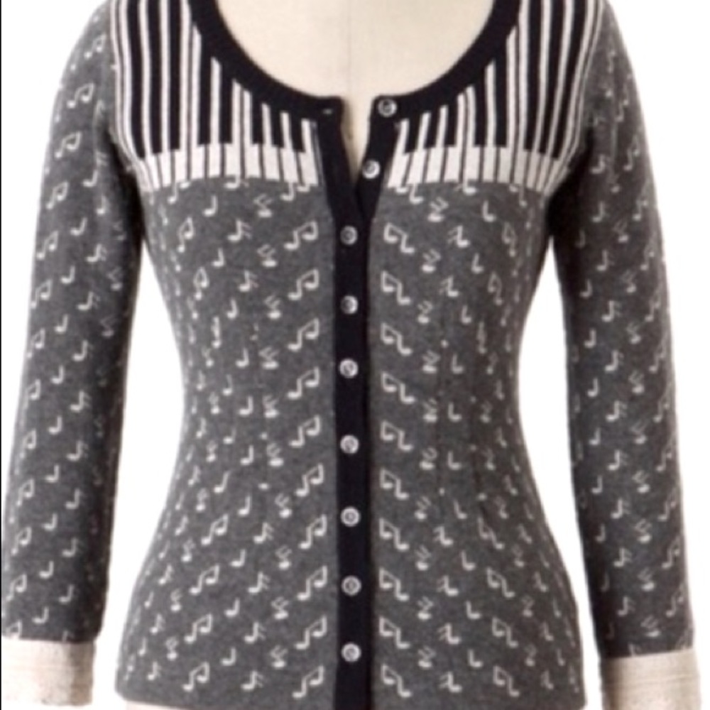 Anthropologie Field & Flower Piano Keys Cardigan Sweater Sz xs